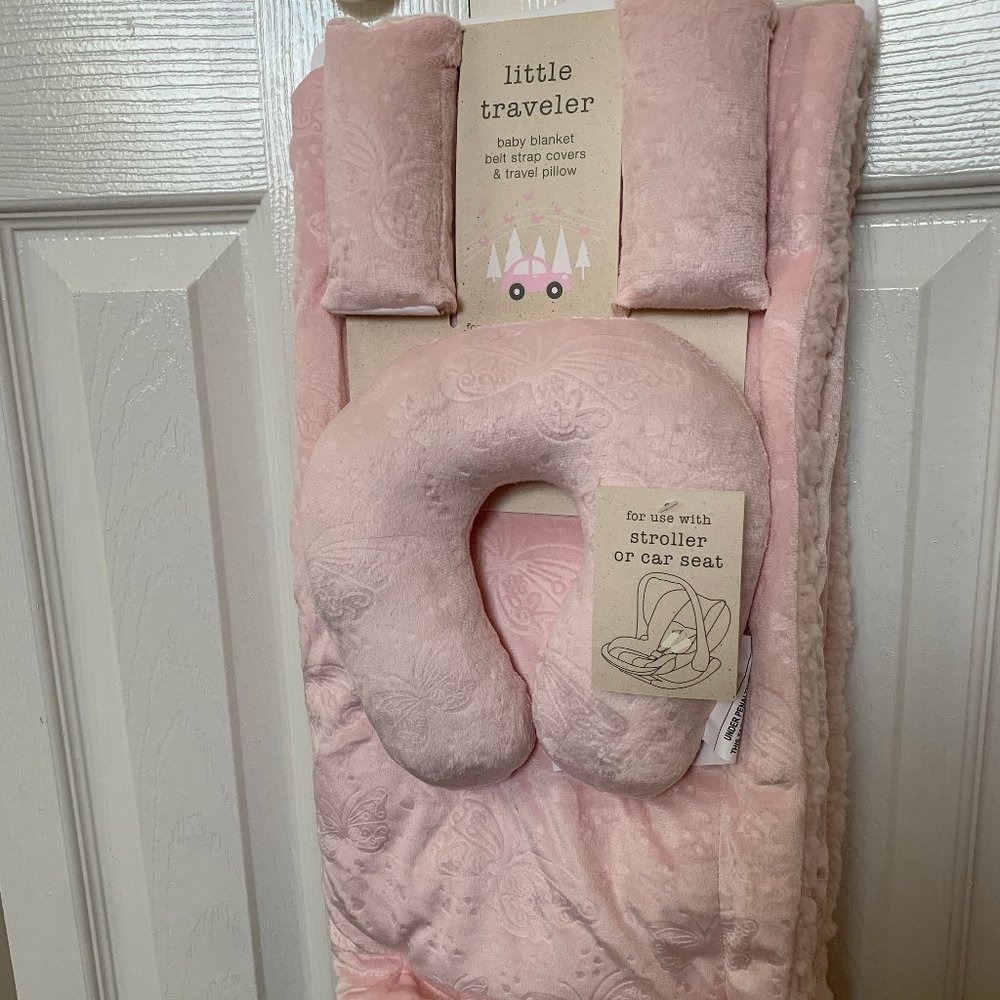 Little Traveler Baby Blanket, Belt Strap Covers & Travel Pillow